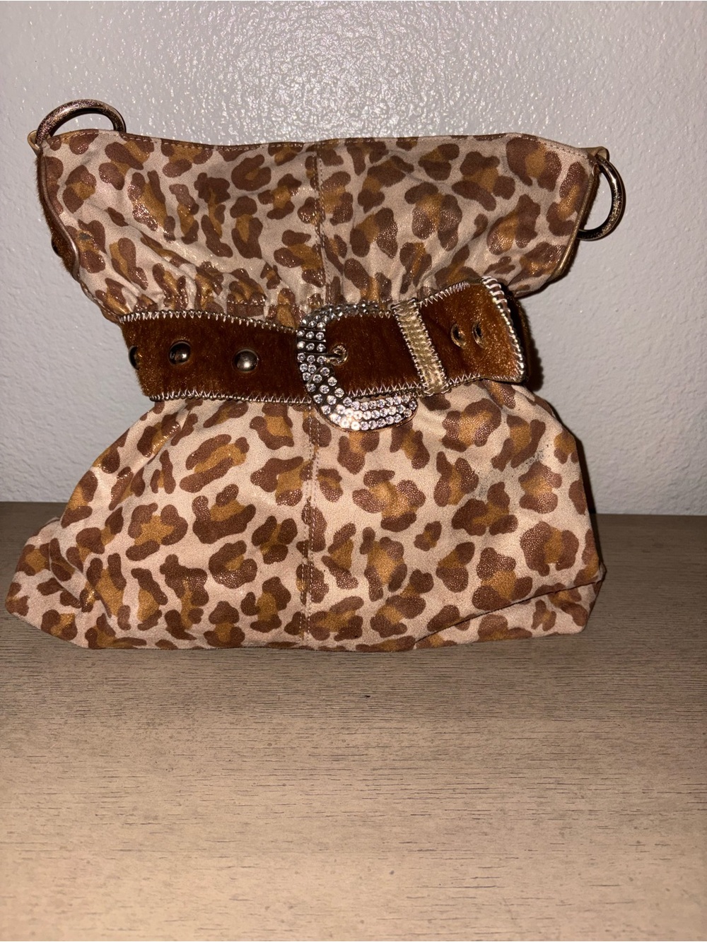 Leopard Print Belted Bag in Brown